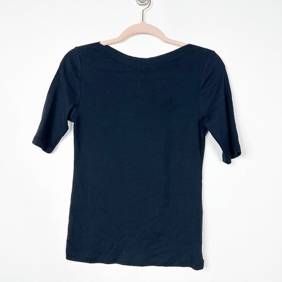 2/$24 Charter Club Luxury Pima Cotton Short Sleeve Tee Black XS #A0270 TRB2 - Picture 3 of 6